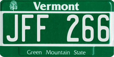 VT license plate JFF266
