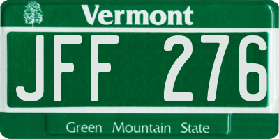 VT license plate JFF276