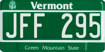 VT license plate JFF295
