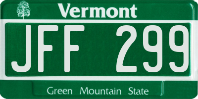 VT license plate JFF299