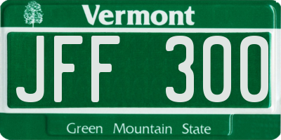 VT license plate JFF300