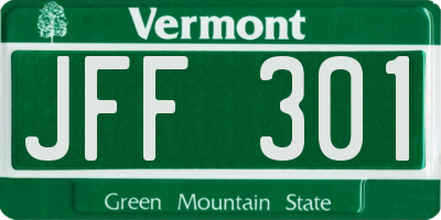 VT license plate JFF301
