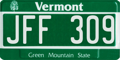 VT license plate JFF309