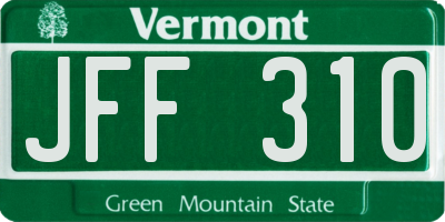 VT license plate JFF310
