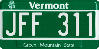 VT license plate JFF311