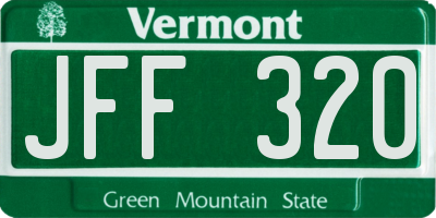 VT license plate JFF320