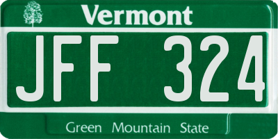 VT license plate JFF324