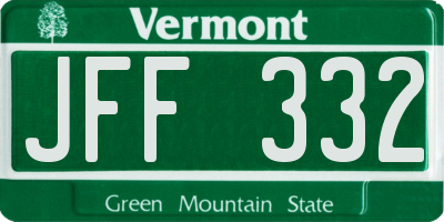 VT license plate JFF332