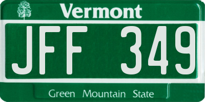 VT license plate JFF349