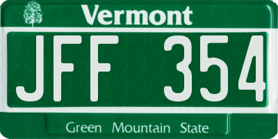 VT license plate JFF354