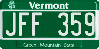 VT license plate JFF359
