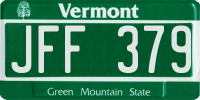 VT license plate JFF379