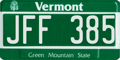 VT license plate JFF385