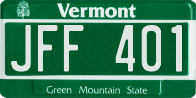 VT license plate JFF401