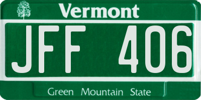 VT license plate JFF406