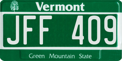 VT license plate JFF409