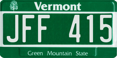VT license plate JFF415