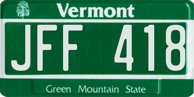 VT license plate JFF418