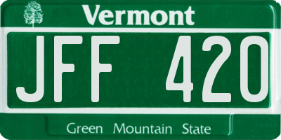 VT license plate JFF420