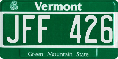 VT license plate JFF426