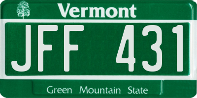 VT license plate JFF431