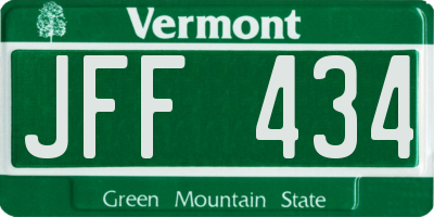 VT license plate JFF434