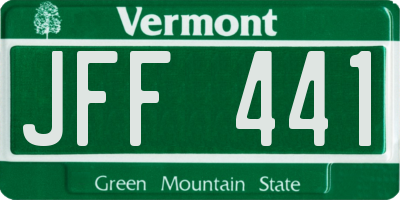 VT license plate JFF441