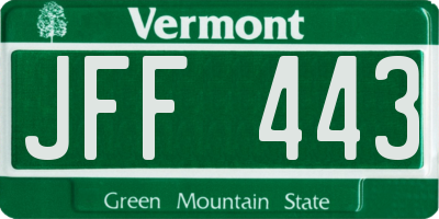VT license plate JFF443