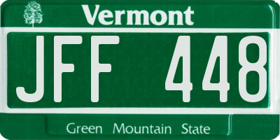 VT license plate JFF448