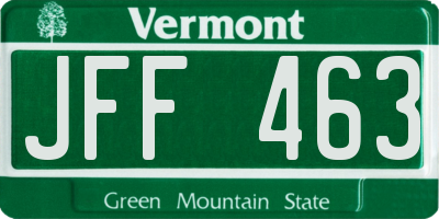 VT license plate JFF463