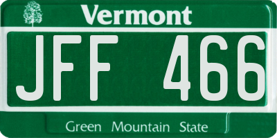 VT license plate JFF466
