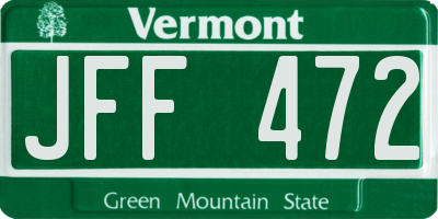 VT license plate JFF472