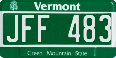 VT license plate JFF483