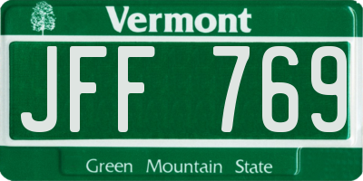 VT license plate JFF769