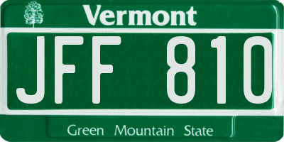 VT license plate JFF810