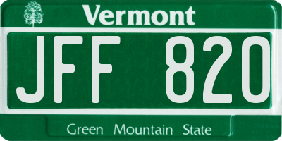 VT license plate JFF820