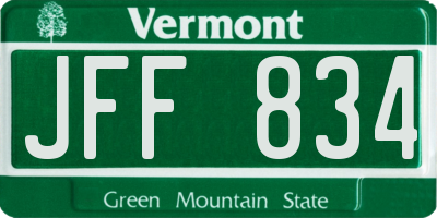 VT license plate JFF834