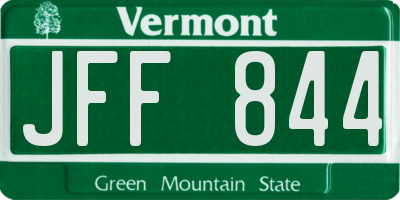 VT license plate JFF844