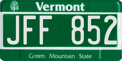 VT license plate JFF852