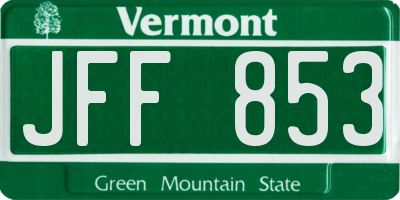 VT license plate JFF853