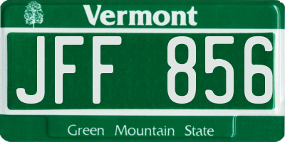 VT license plate JFF856