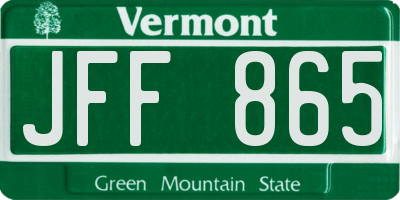 VT license plate JFF865