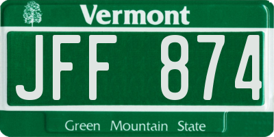 VT license plate JFF874