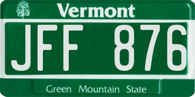 VT license plate JFF876