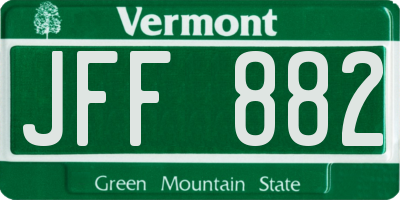 VT license plate JFF882