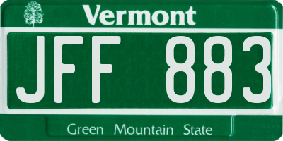 VT license plate JFF883