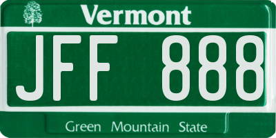 VT license plate JFF888