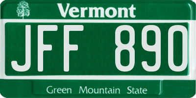 VT license plate JFF890