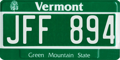 VT license plate JFF894