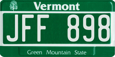 VT license plate JFF898